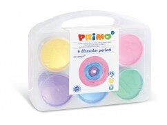 Prstové barvy PRIMO, perleťové, sada 6x100g, PP box simple Messy Play 