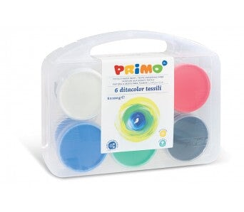 Sada prstových barev na textil PRIMO, 6 x 100 ml, PP box simple Messy Play 